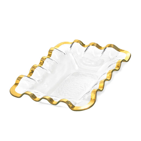 Annie Glass Ruffle Bread Basket Platter Mishloach Manos