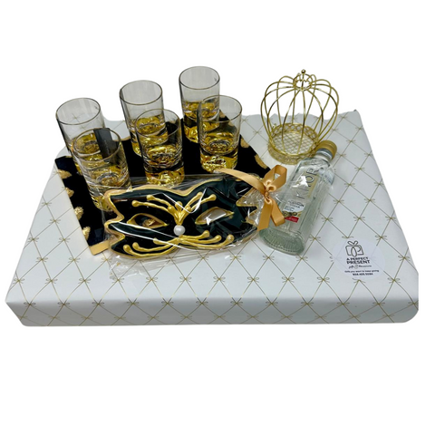 Shot Glass & Marble Tray Set Mishloach Manos- Black