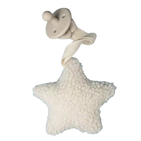 Cream Sherpa Star Paci Holder