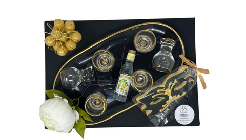 Shot Glass & Glass Tray Set Mishloach Manos