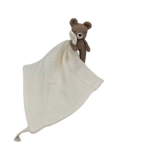 Cream Muslin Lovey With Bear