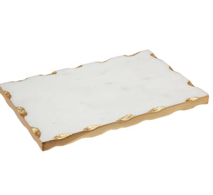 White Marble 9x6 Board Gold Edge