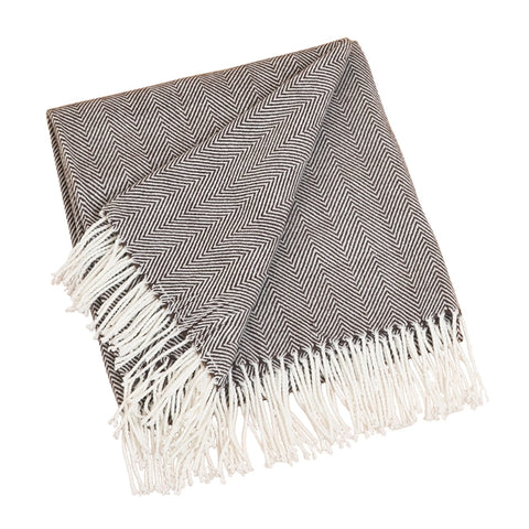 Chocolate Herringbone Throw