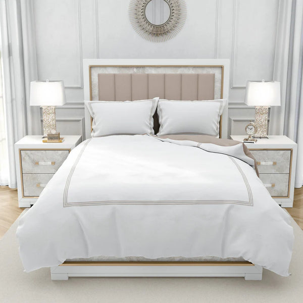 Aura & Belle Dove Embroidered Hotel Duvet Set