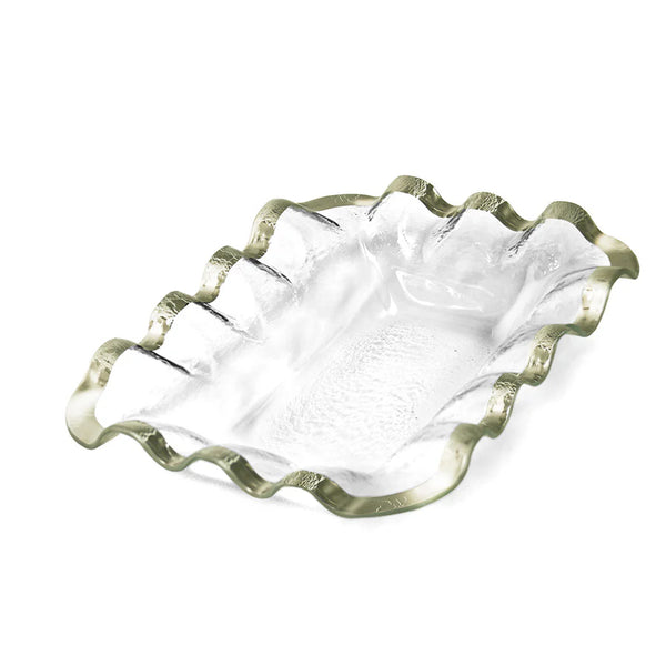 Annie Glass Ruffle Bread Basket Platter Mishloach Manos